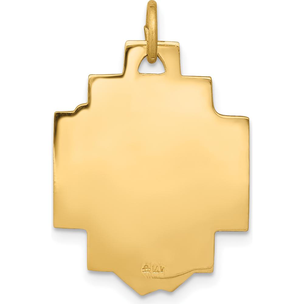 14K Yellow Gold Satin Diamond-Cut Jesus Charm Pendant - Solid Gold Die-Struck Design by Oro Pregiato