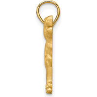 14K Yellow Gold Satin Diamond-Cut Labrador Retriever Dog Pendant by Oro Pregiato