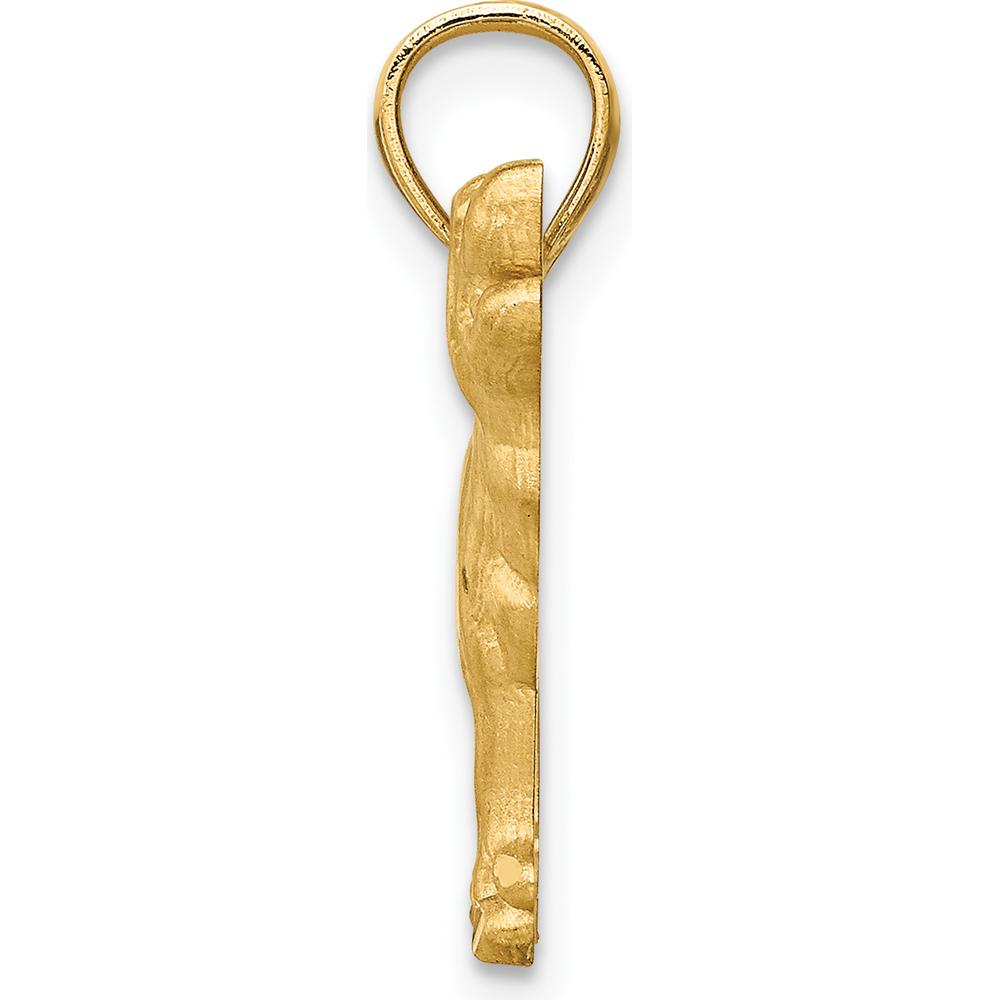14K Yellow Gold Satin Diamond-Cut Labrador Retriever Dog Pendant by Oro Pregiato
