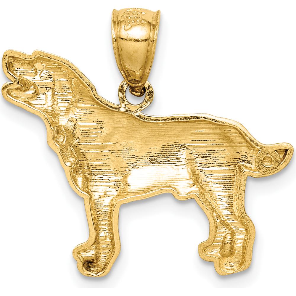 14K Yellow Gold Satin Diamond-Cut Labrador Retriever Dog Pendant by Oro Pregiato