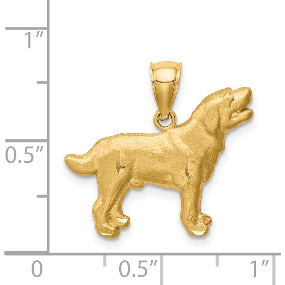 14K Yellow Gold Satin Diamond-Cut Labrador Retriever Dog Pendant by Oro Pregiato