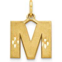 14K Yellow Gold Satin Diamond-Cut Letter M Initial Charm by Oro Pregiato