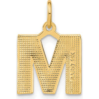14K Yellow Gold Satin Diamond-Cut Letter M Initial Charm by Oro Pregiato