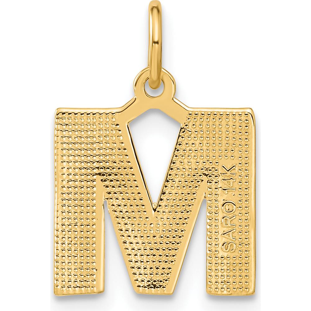 14K Yellow Gold Satin Diamond-Cut Letter M Initial Charm by Oro Pregiato