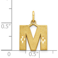 14K Yellow Gold Satin Diamond-Cut Letter M Initial Charm by Oro Pregiato