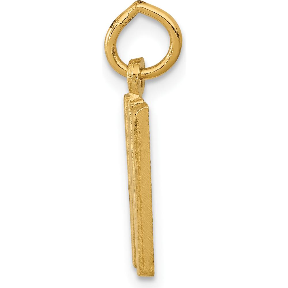 14K Yellow Gold Satin Diamond-Cut Letter W Initial Charm by Oro Pregiato