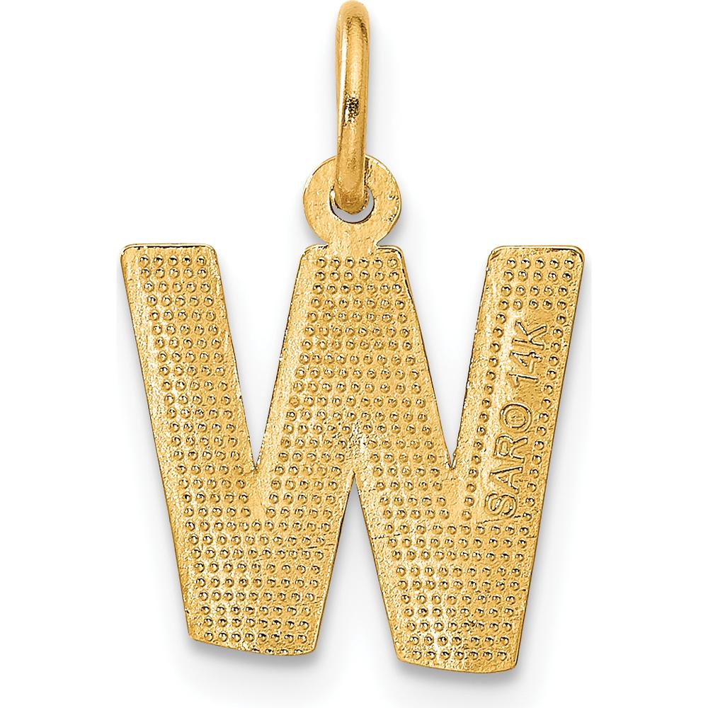 14K Yellow Gold Satin Diamond-Cut Letter W Initial Charm by Oro Pregiato