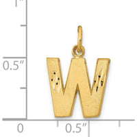 14K Yellow Gold Satin Diamond-Cut Letter W Initial Charm by Oro Pregiato