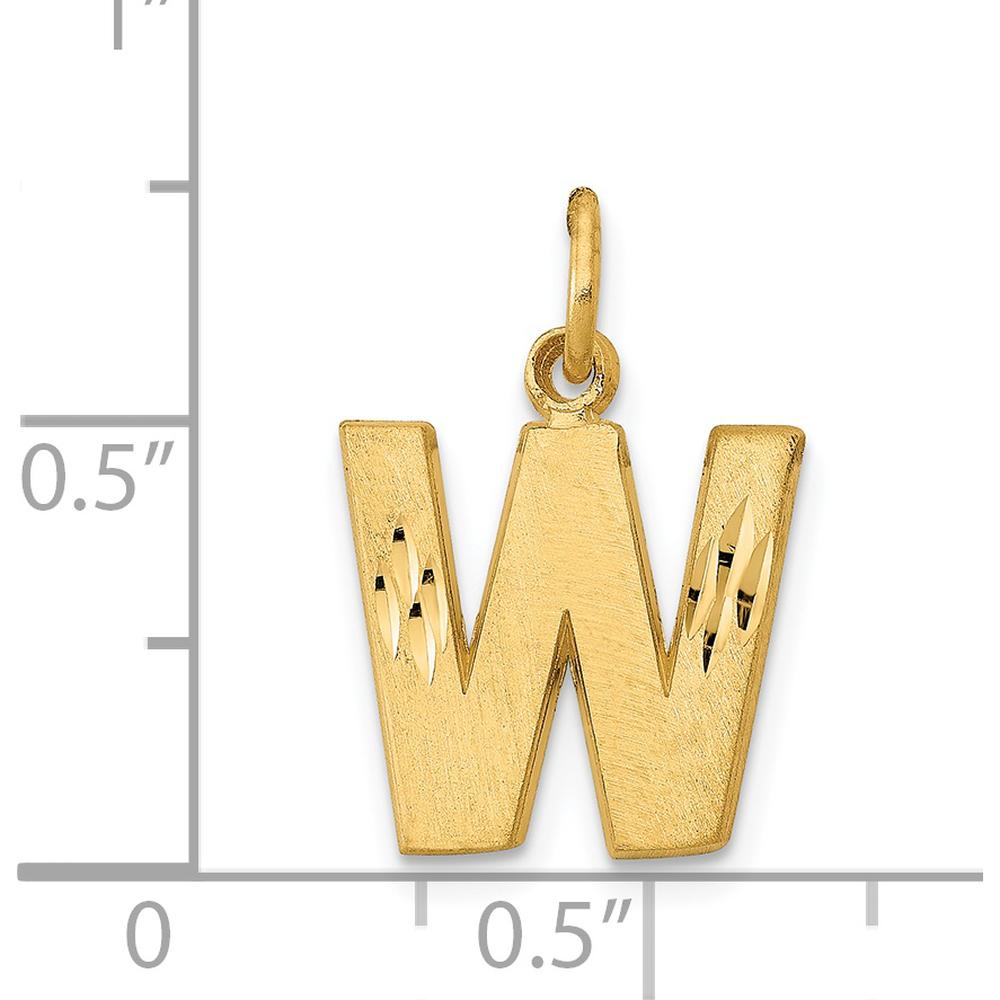 14K Yellow Gold Satin Diamond-Cut Letter W Initial Charm by Oro Pregiato