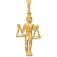 14K Yellow Gold Satin Diamond-cut Libra Zodiac Charm - 30mm Length by Oro Pregiato
