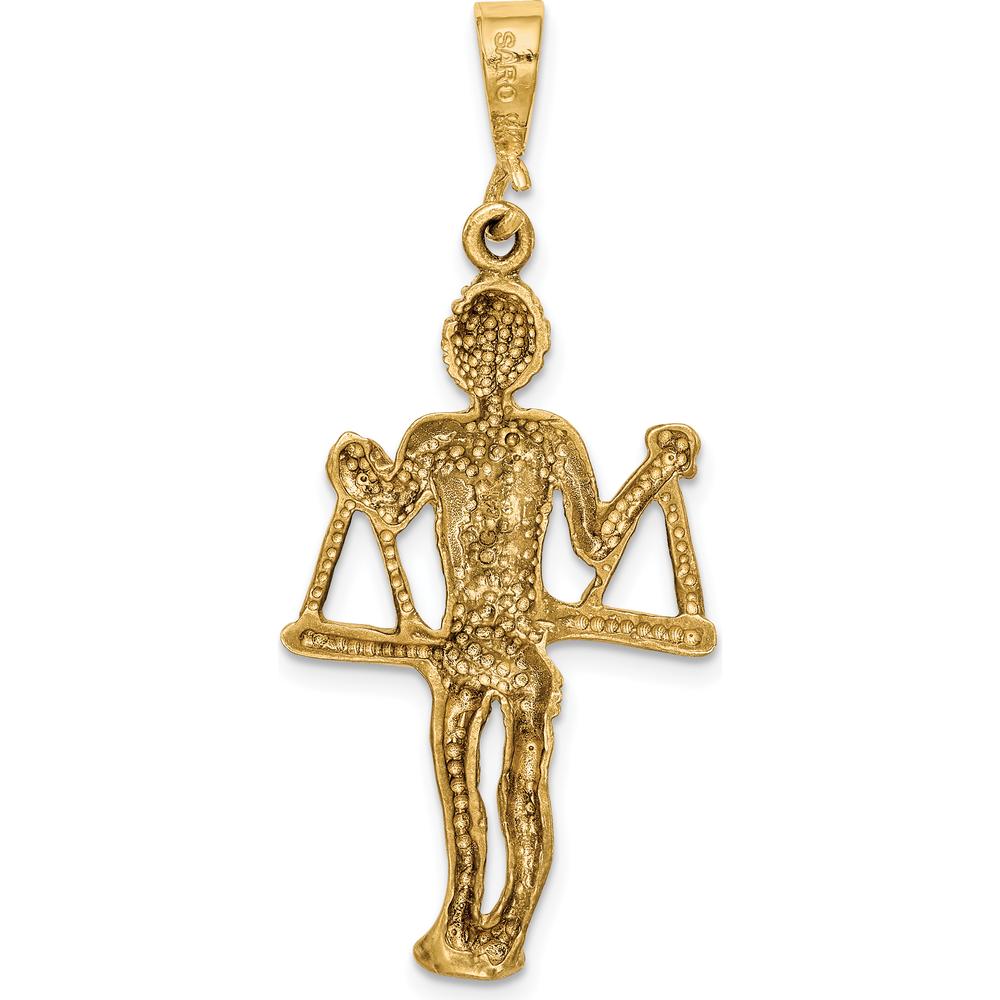 14K Yellow Gold Satin Diamond-cut Libra Zodiac Charm - 30mm Length by Oro Pregiato