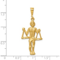 14K Yellow Gold Satin Diamond-cut Libra Zodiac Charm - 30mm Length by Oro Pregiato