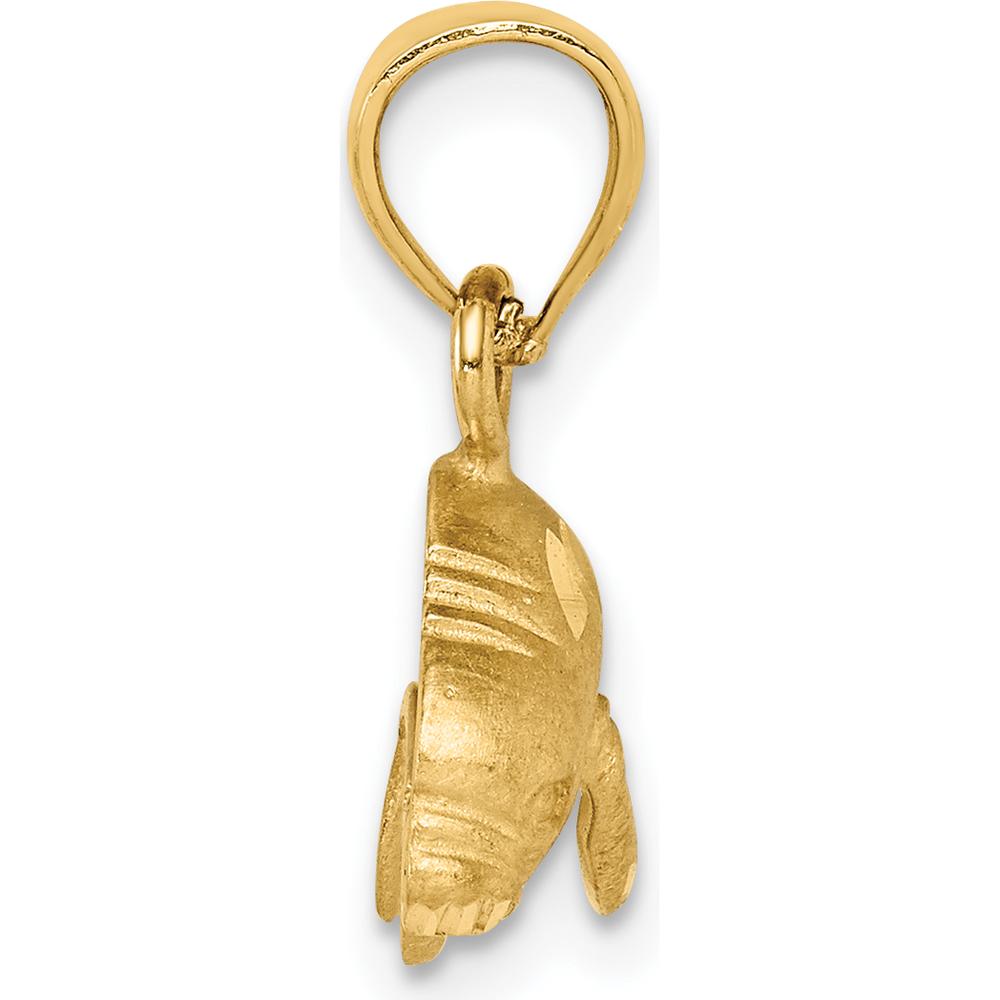 14K Yellow Gold Satin Diamond-cut Manatee Pendant - Ocean-Inspired Wildlife Charm by Oro Pregiato