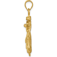 14K Yellow Gold Satin Diamond-Cut Mariners Crucifix Pendant - 40mm Length by Oro Pregiato