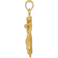 14K Yellow Gold Satin Diamond-Cut Mariners Crucifix Pendant - 40mm Length by Oro Pregiato