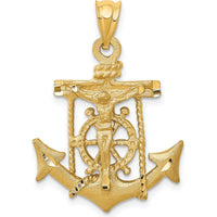 14K Yellow Gold Satin Diamond-Cut Mariners Crucifix Pendant by Oro Pregiato
