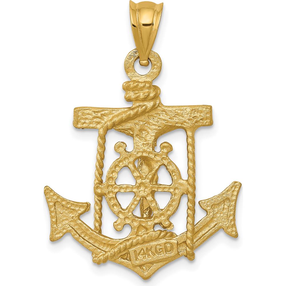 14K Yellow Gold Satin Diamond-Cut Mariners Crucifix Pendant by Oro Pregiato