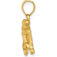 14K Yellow Gold Satin Diamond-Cut Monkey Pendant - Solid 14K Gold Themed Charm by Oro Pregiato