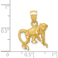 14K Yellow Gold Satin Diamond-Cut Monkey Pendant - Solid 14K Gold Themed Charm by Oro Pregiato