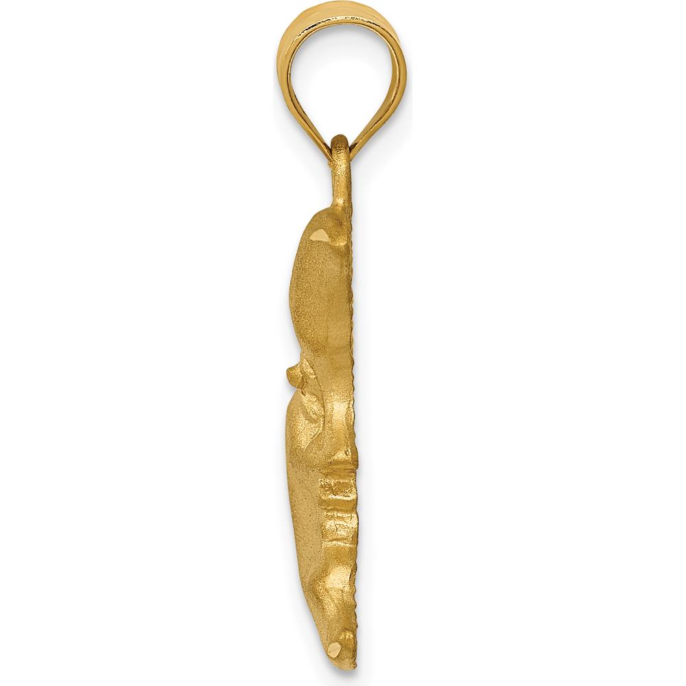 14K Yellow Gold Satin Diamond-Cut Moon Charm with Star Accents - 28mm Length by Oro Pregiato