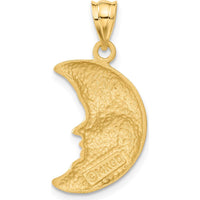 14K Yellow Gold Satin Diamond-Cut Moon Charm with Star Accents - 28mm Length by Oro Pregiato