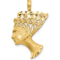 14K Yellow Gold Satin Diamond-Cut Nefertiti Charm - 29mm Length by Oro Pregiato