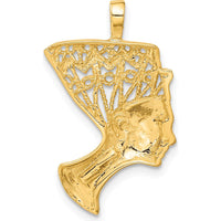14K Yellow Gold Satin Diamond-Cut Nefertiti Charm - 29mm Length by Oro Pregiato