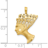 14K Yellow Gold Satin Diamond-Cut Nefertiti Charm - 29mm Length by Oro Pregiato