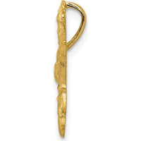 14K Yellow Gold Satin Diamond-Cut Open-Backed Karate Female Chain Slide Pendant by Oro Pregiato