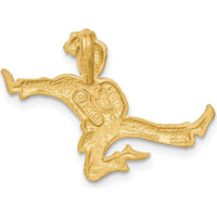 14K Yellow Gold Satin Diamond-Cut Open-Backed Karate Female Chain Slide Pendant by Oro Pregiato
