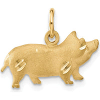 14K Yellow Gold Satin Diamond-Cut Pig Charm - 15.5mm Length by Oro Pregiato
