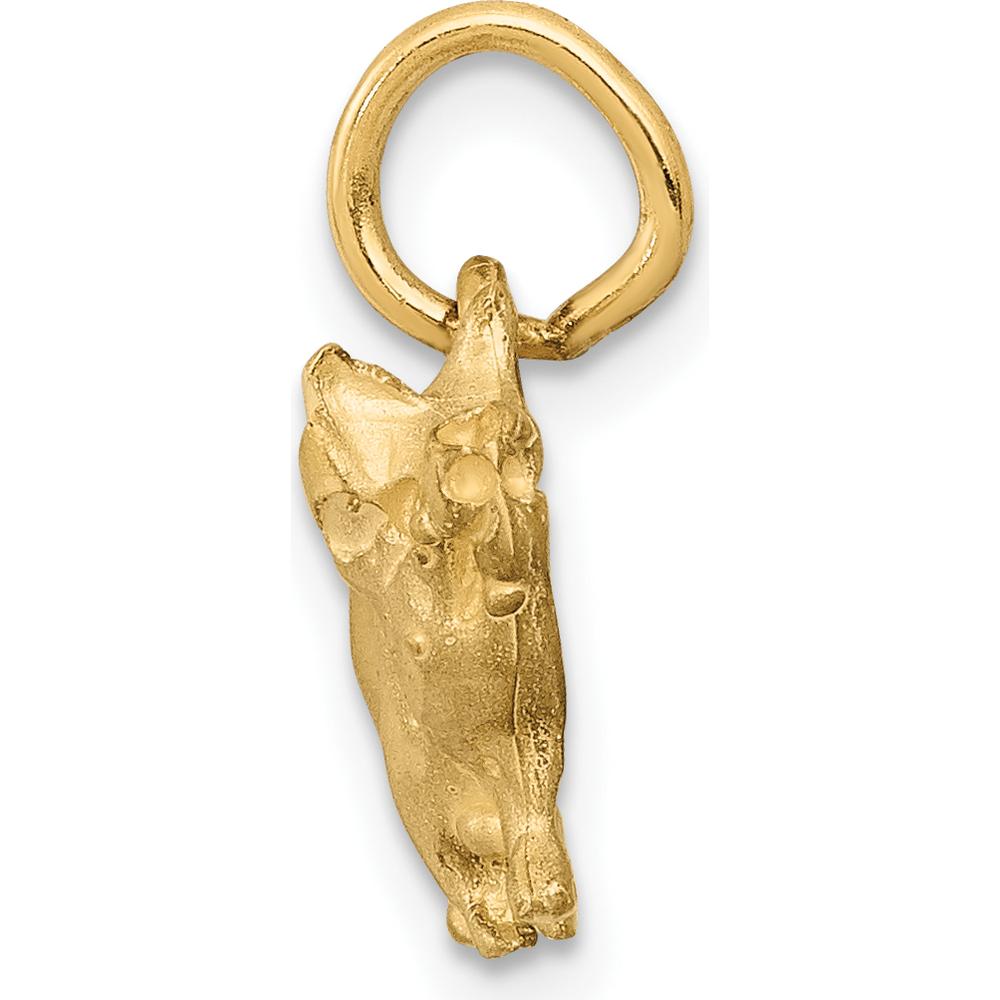 14K Yellow Gold Satin Diamond-Cut Pig Charm - 15.5mm Length by Oro Pregiato