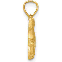 14K Yellow Gold Satin Diamond-Cut Pig Pendant - 18mm Length, 19mm Width by Oro Pregiato