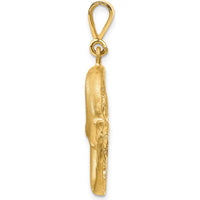 14K Yellow Gold Satin Diamond-Cut Pisces Zodiac Charm - 35mm Total Length by Oro Pregiato