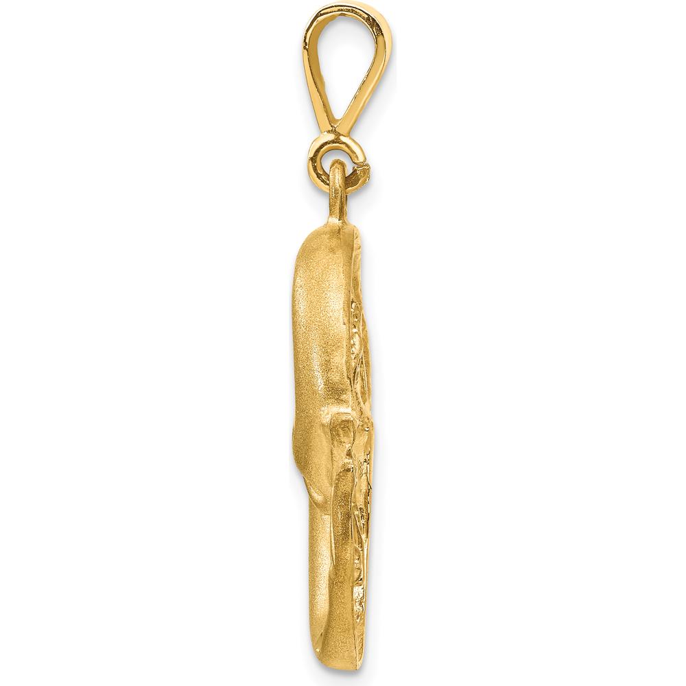 14K Yellow Gold Satin Diamond-Cut Pisces Zodiac Charm - 35mm Total Length by Oro Pregiato