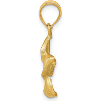 14K Yellow Gold Satin Diamond-cut Plumeria Floral Charm Pendant - 24mm Length by Oro Pregiato