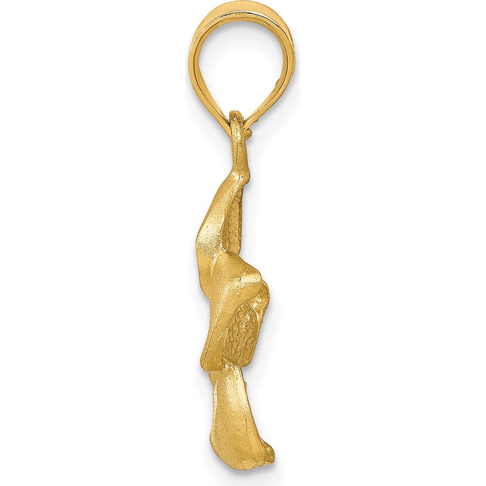 14K Yellow Gold Satin Diamond-cut Plumeria Floral Charm Pendant - 24mm Length by Oro Pregiato