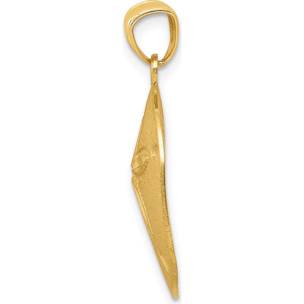 14K Yellow Gold Satin Diamond-Cut Sand Dollar Pendant - 25mm Length by Oro Pregiato