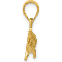14K Yellow Gold Satin Diamond-Cut Shark Pendant - Bold Themed Charm by Oro Pregiato