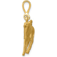 14K Yellow Gold Satin Diamond-Cut Taurus Zodiac Pendant Charm by Oro Pregiato