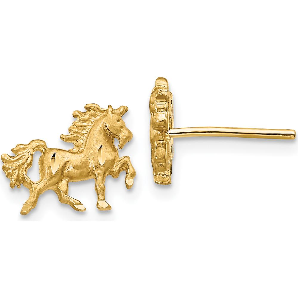 14K Yellow Gold Satin Diamond-Cut Unicorn Post Earrings by 0
