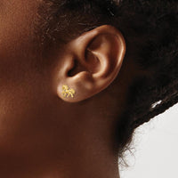 14K Yellow Gold Satin Diamond-Cut Unicorn Post Earrings by 0