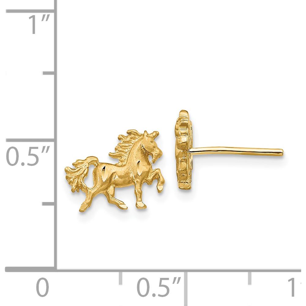 14K Yellow Gold Satin Diamond-Cut Unicorn Post Earrings by 0