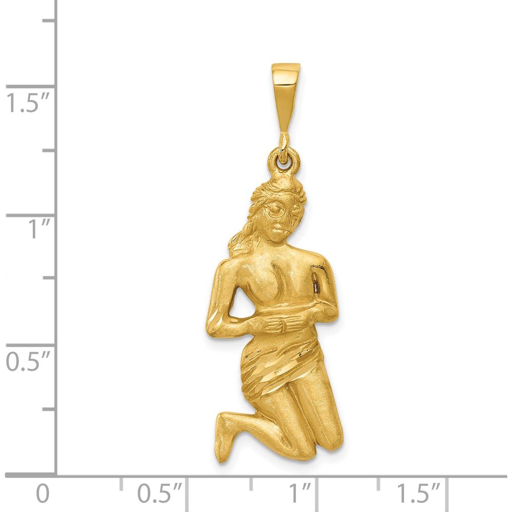 14K Yellow Gold Satin Diamond-Cut Virgo Zodiac Charm Pendant by Oro Pregiato