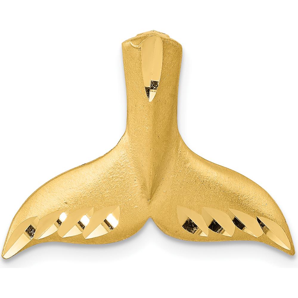 14K Yellow Gold Satin Diamond-Cut Whale Tail Omega Slide Pendant by Oro Pregiato