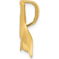 14K Yellow Gold Satin Diamond-Cut Whale Tail Omega Slide Pendant by Oro Pregiato