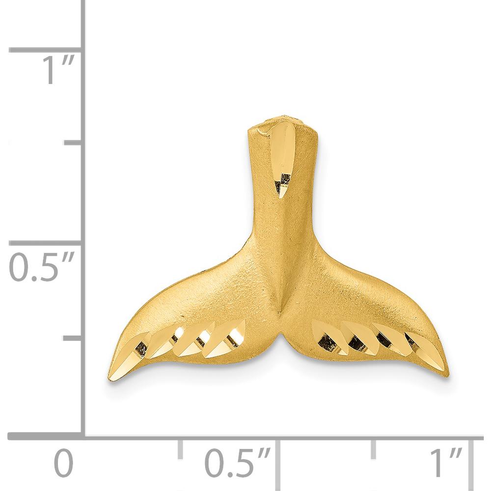 14K Yellow Gold Satin Diamond-Cut Whale Tail Omega Slide Pendant by Oro Pregiato