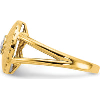 14K Yellow Gold Satin Diamond Flower Ring with Prong Set Round Diamonds - 0.05 Carat Total Diamond Weight by 0