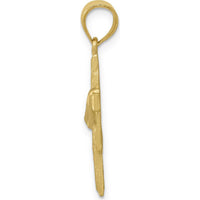 14K Yellow Gold Satin Draped Cross Pendant - 30mm Length by Oro Pregiato