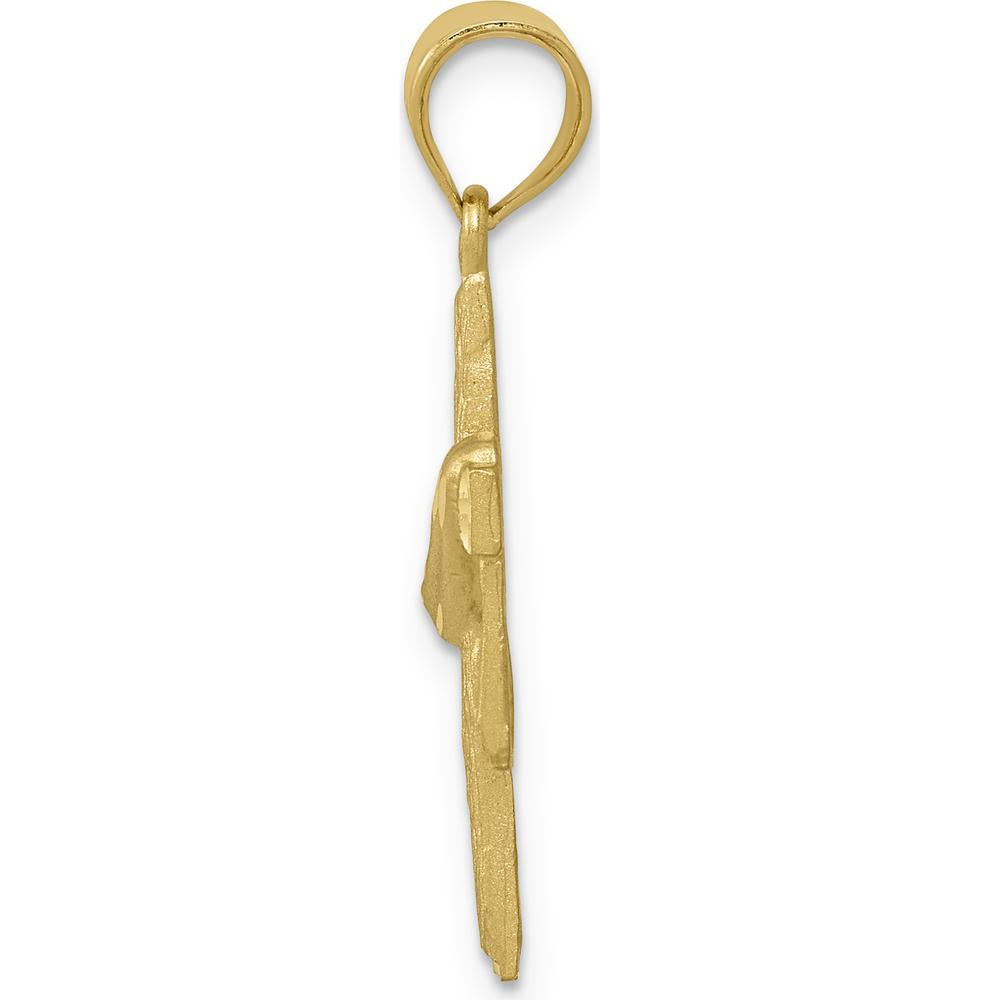 14K Yellow Gold Satin Draped Cross Pendant - 30mm Length by Oro Pregiato